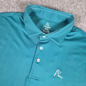 Rhoback Polo Shirt Mens XXL Teal Houndstooth Short Sleeve Performance Golf